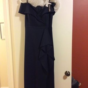 Xscape Floor Length Navy Dress